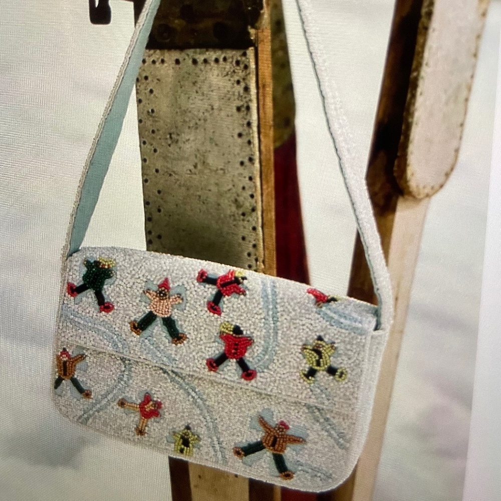 ❤️ ANTHROPOLOGIE FIONA BEADED SHOULDER BAG SNOW ANGELS PURSE NEW